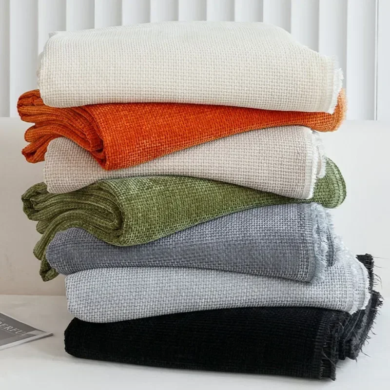 1PC Sofa Towel Solid Color Chenille Simple Modern Sofa Cover Cloth A Whole Piece Full Cover Sofa Cover Blanket Home Textile