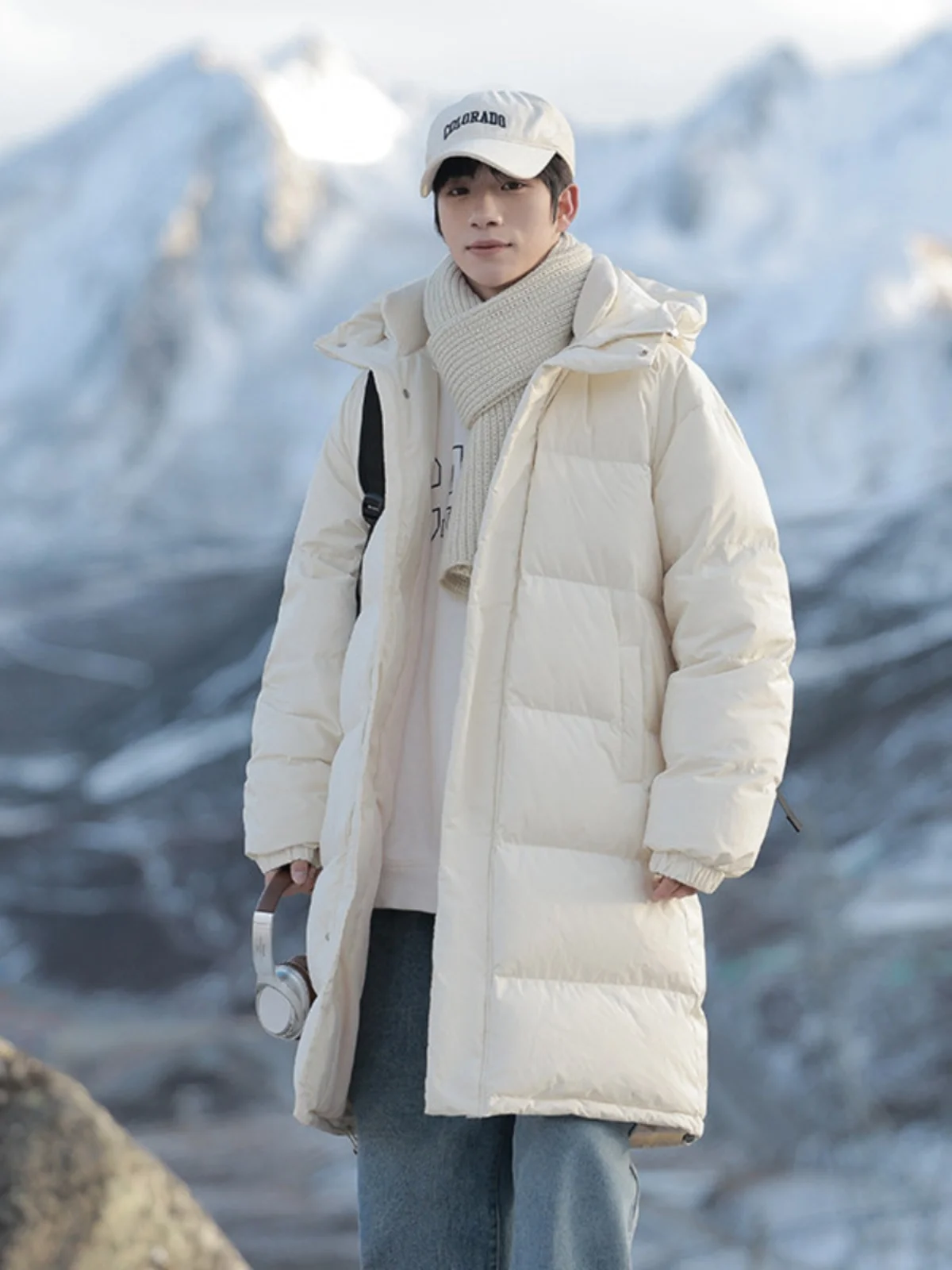 

Мужское зимнее пальто Thiened средней длины Du down Jaet, теплая верхняя одежда из большого гуся, модная белая хлопковая одежда, модный бренд...