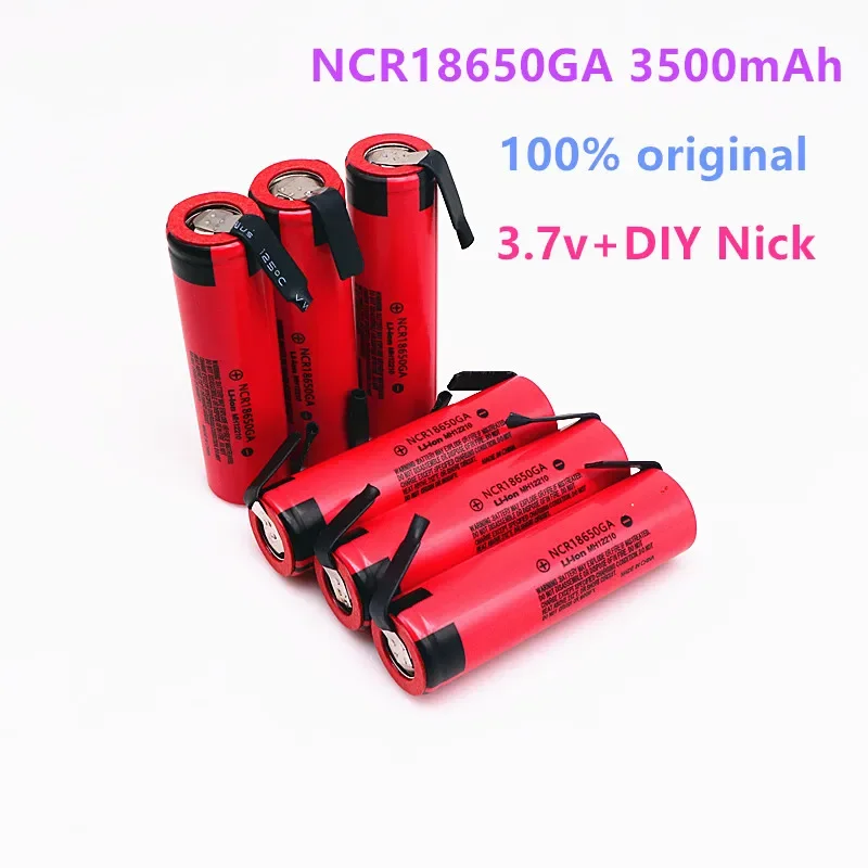 10pcs 100% Original NCR 18650GA 30A discharge 3.7V 3500mAh 18650 rechargeable battery toy flashlight lithium battery+DIY Nickel