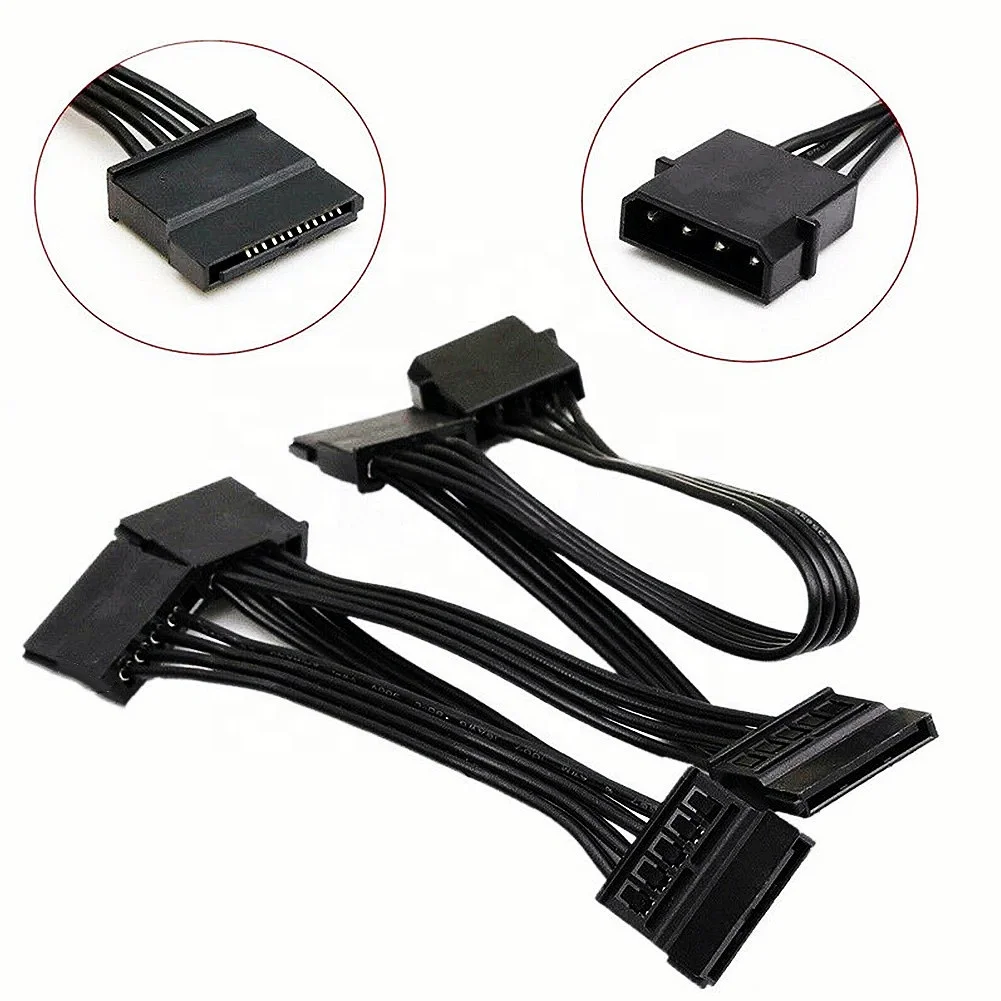 Molex 4 pin IDE 1 to 5 SATA 15 Pin Hard Drive Power Splitter Cable 18awg 60CM in stock