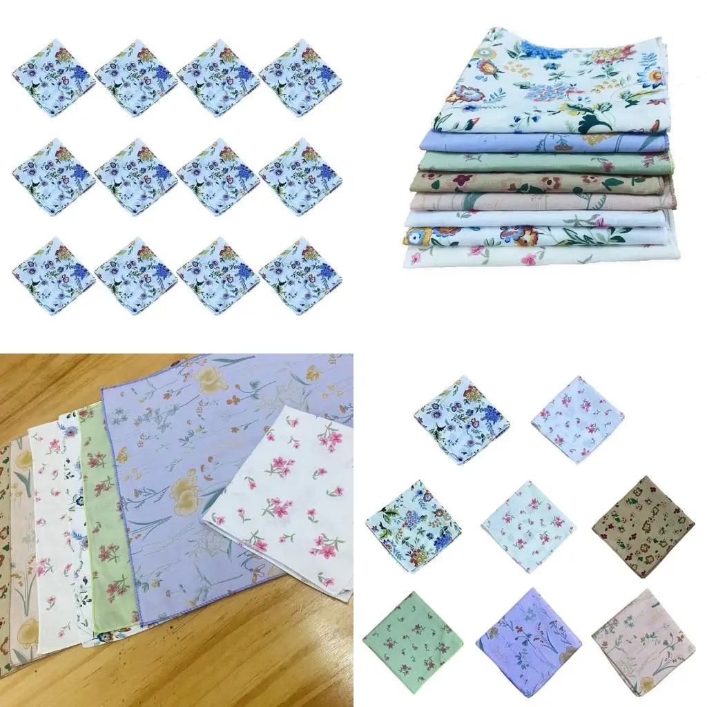 652f Fiary Patrón Fiario Floral Pañero bolsillo Hankies Hankies 10x10 pulgadas Toalla bolsillo absorción