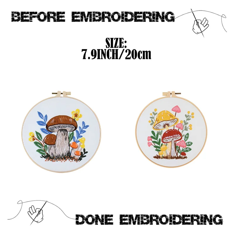 

AD30-4 Наборы для вышивания для начинающих и взрослых, набор для ручной вышивки включает в себя Agaric, пяльцы, цветные нитки, инструменты