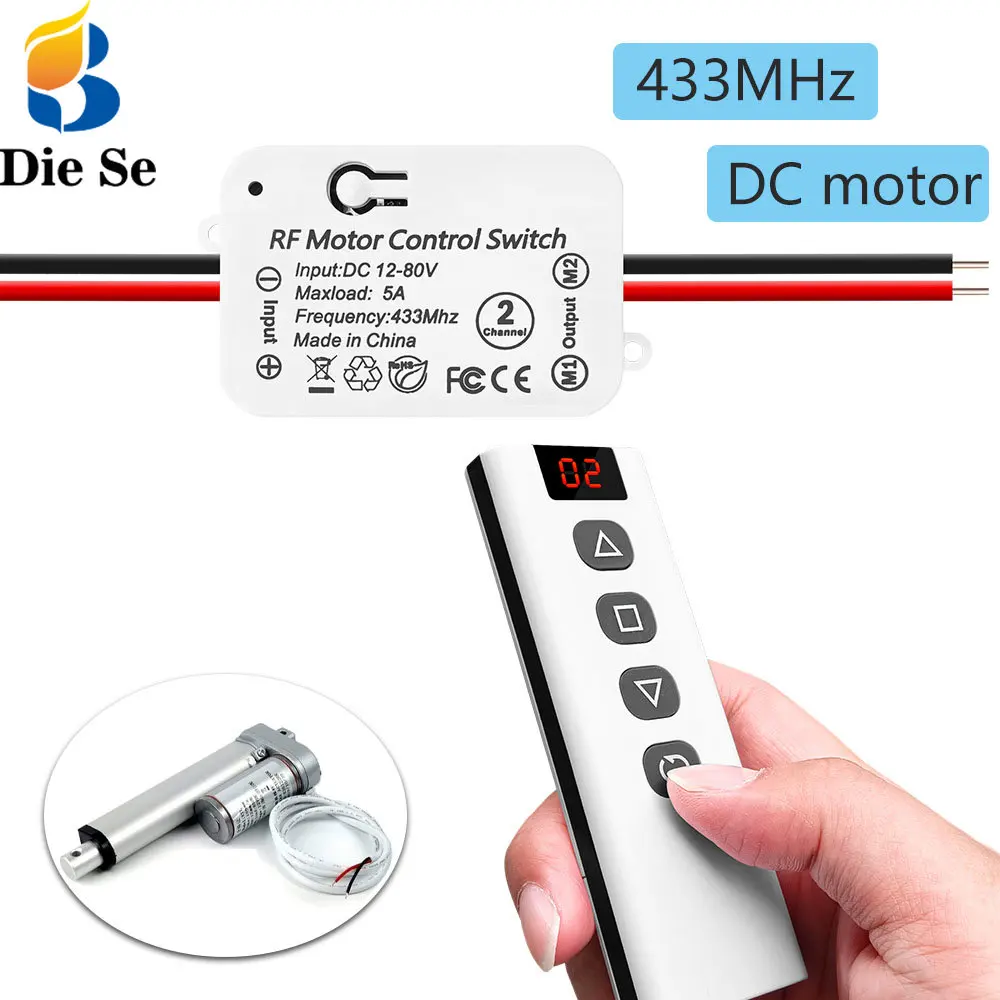 

433mhz Rf Wireless Remote Control DC Motor Module 12V 24V Wet Contact Relay Receiver 5 IN 1 Transmitter for Curtain Garage Door