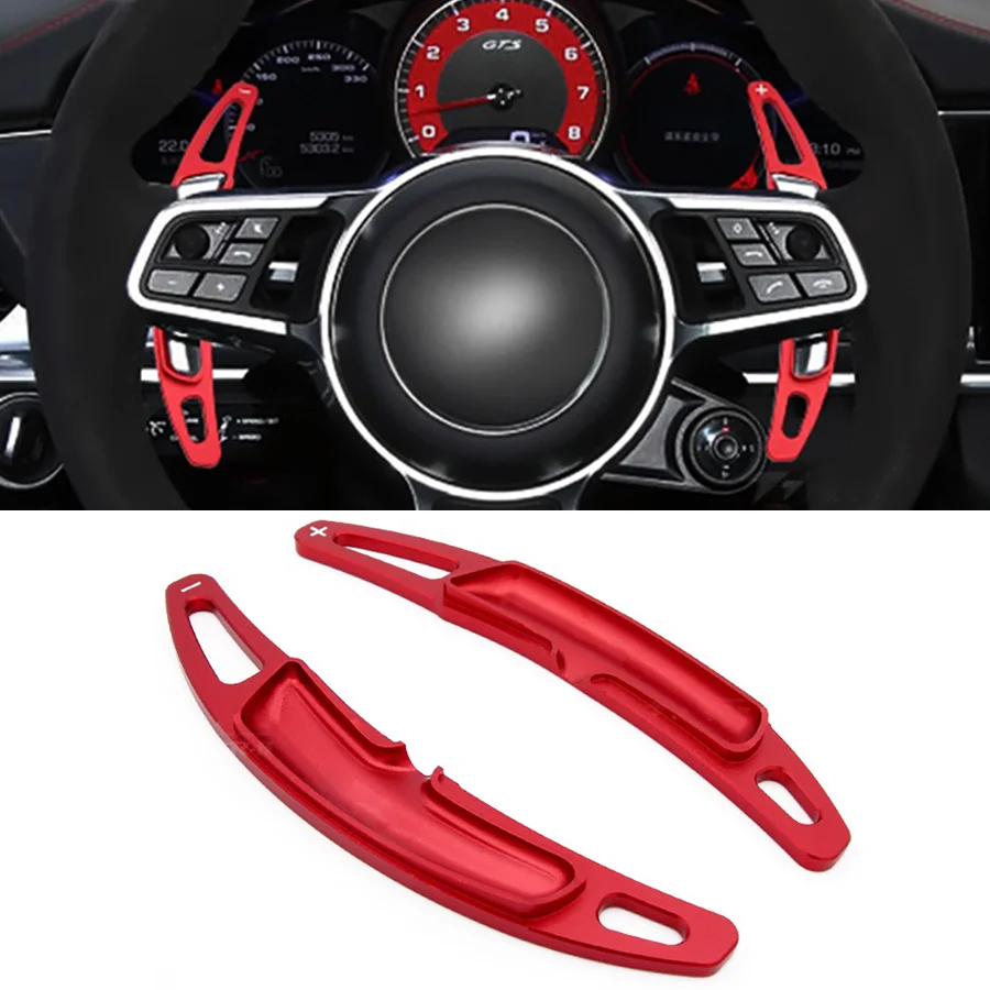 Wooeight 2Pcs Aluminum Alloy Steering Wheel Shift Paddle Shifter Extension Trim For Porsche Panamera Macan Cayenne 911 718 2022