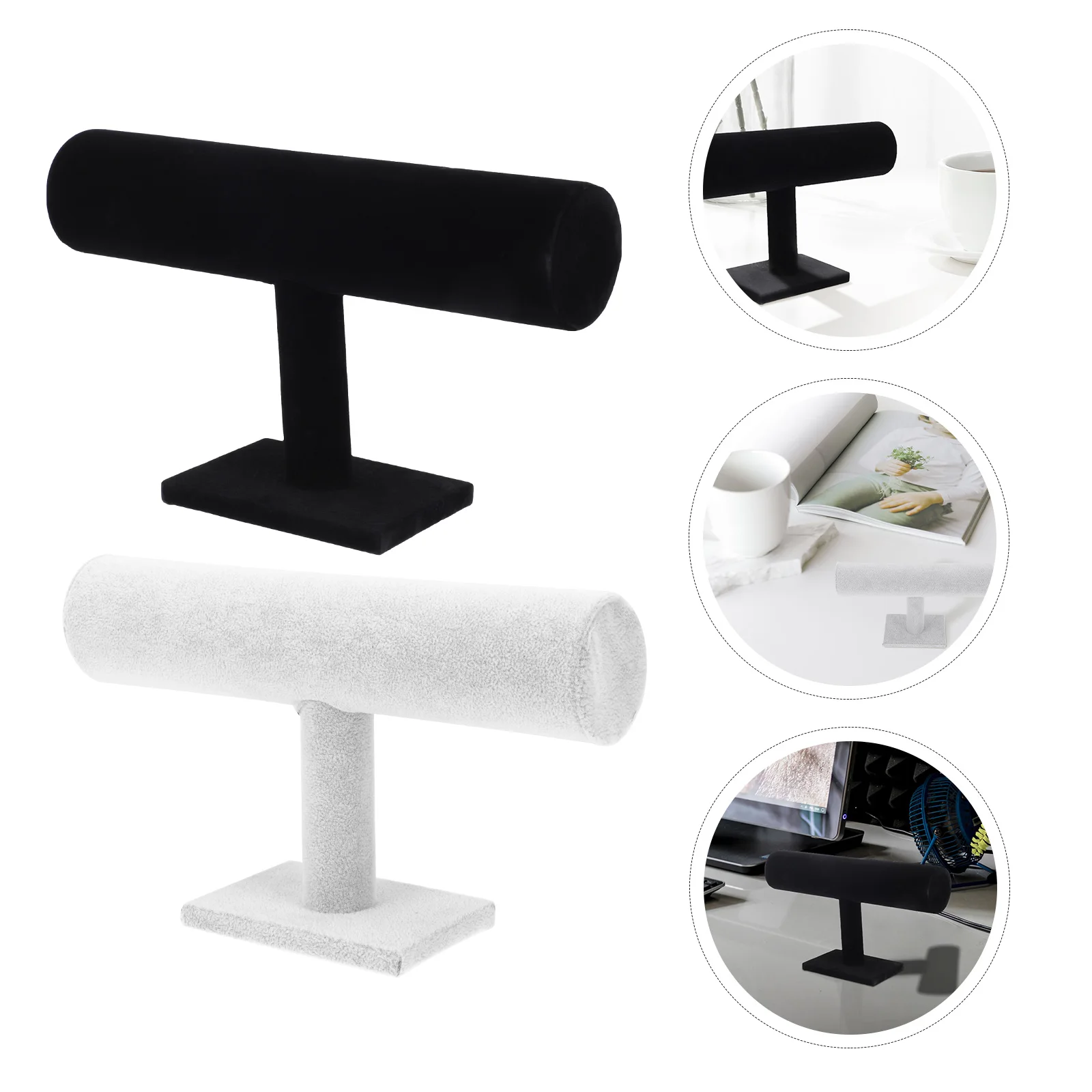 2Pcs Bracelet Jewelry Display Rack Necklace ganizer Home Storage Display Rack Black Plastic Lightweight Durable