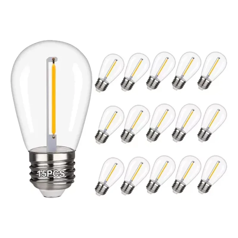 Refletor retrô 1W 2200K E27/E26, refletor de iluminação com 15 lâmpadas