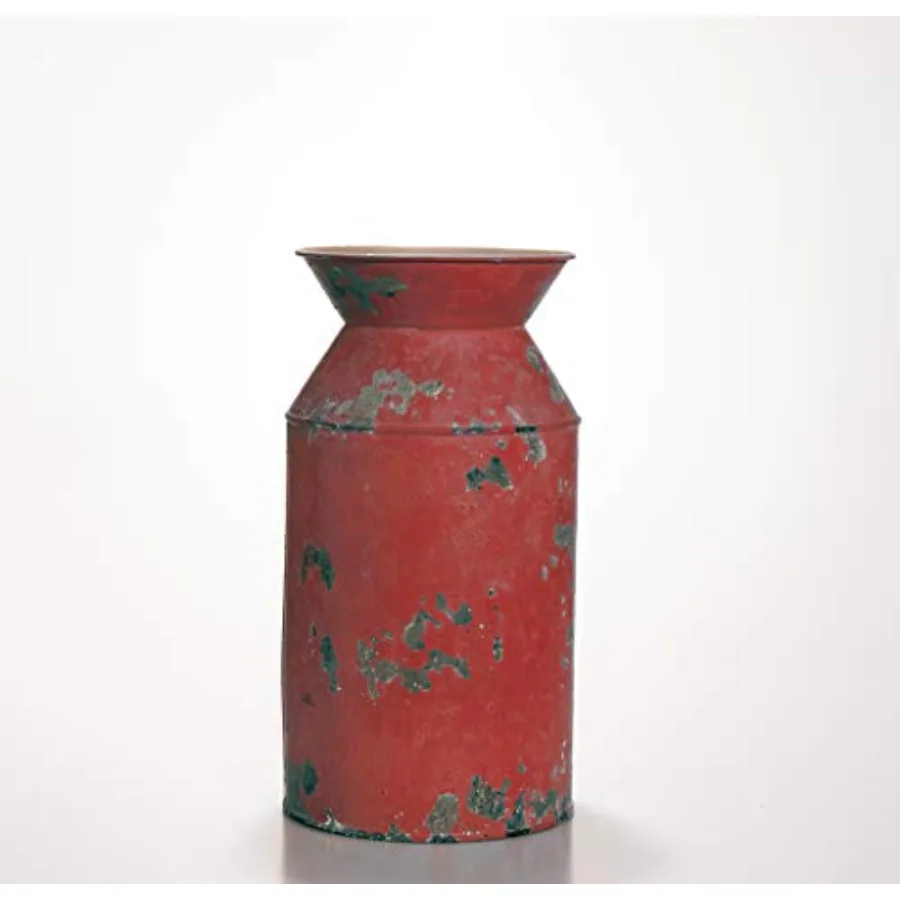 

HJTS17115R 9.65 Old Fashioned Distressed Vintage Red Milk Can