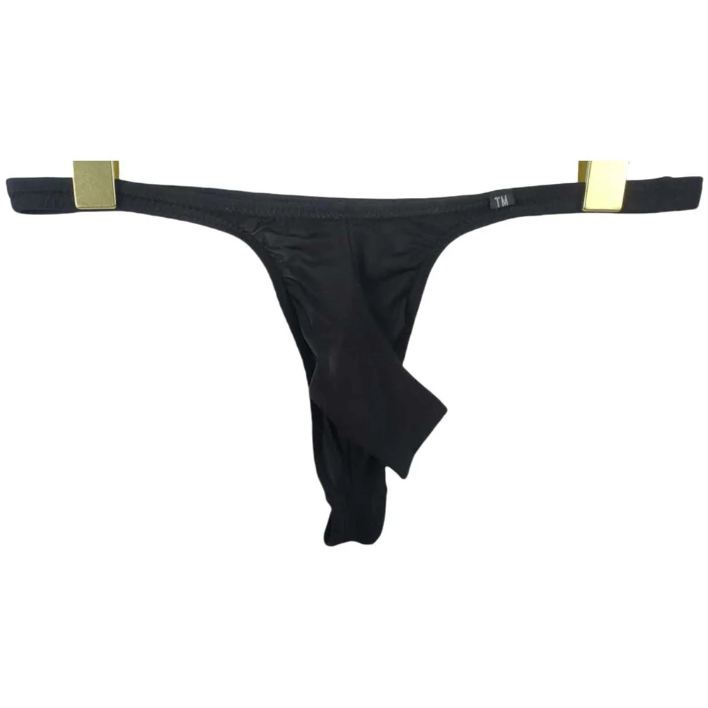 Men\'s Sexy Front Open Pouch Underwear Thong Style with G String T Back Elephant Nose Mini Briefs for All Day Wear