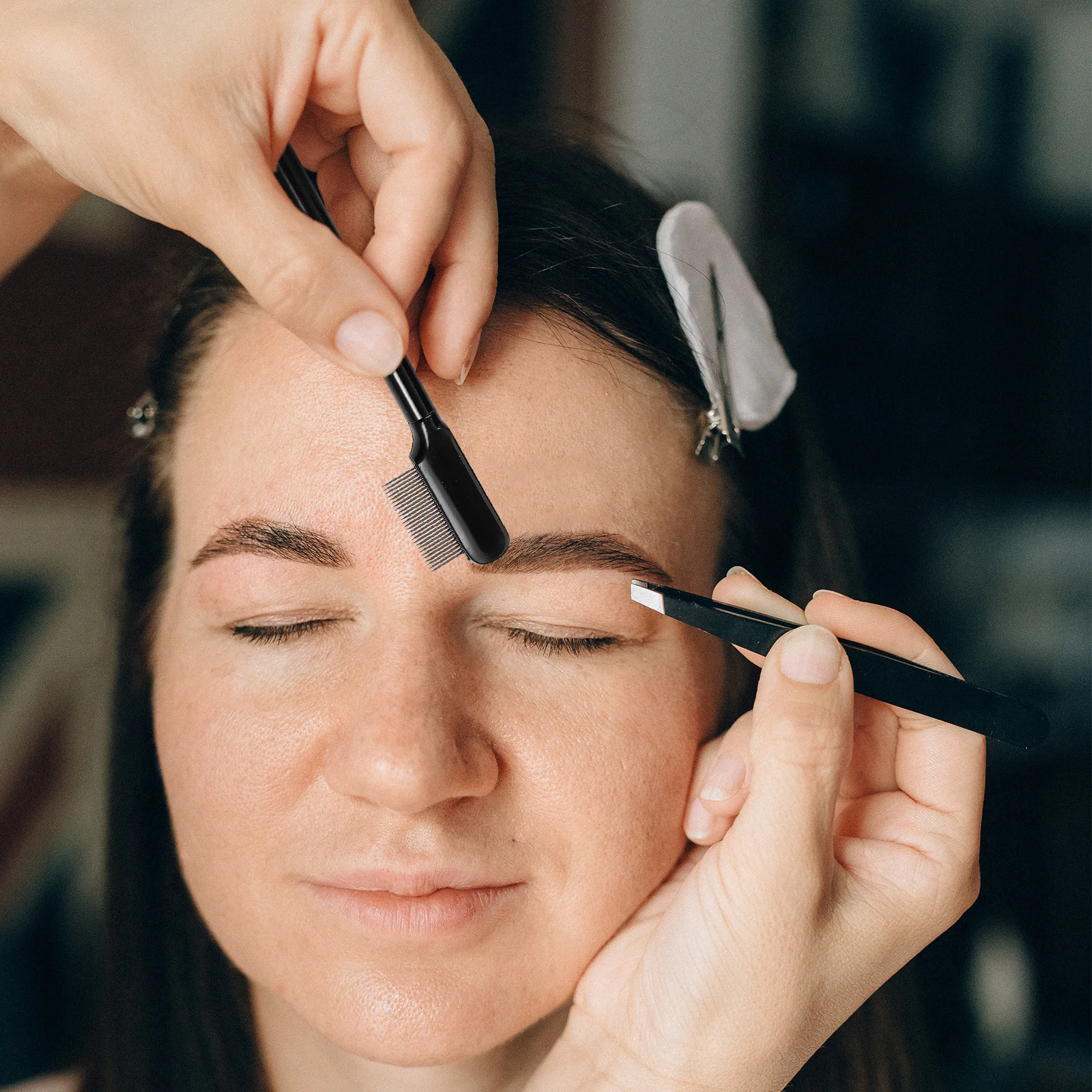 

1Set Eyelash Brush Eyebrow Brush Long Handle Multipurpose Eyebrow Trimming Comb Makeup Tool Eyelash Grooming Tool