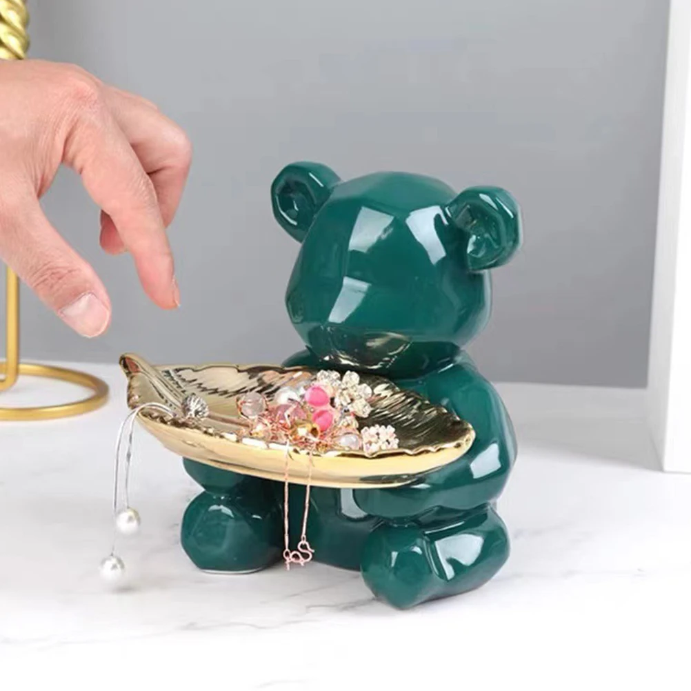 Jewelry Ceramic Jewelry Display Tray Green Storage Dish Organizer Keys Holder Bedroom Bathroom Display Snack Decor