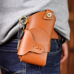 Fanny Waist Bag Genuine Leather Belt Bum Leg Hip Packs for Men 6-7.5inch Cell Phone Cigarette Lighter Box Case Outdoor Pouch