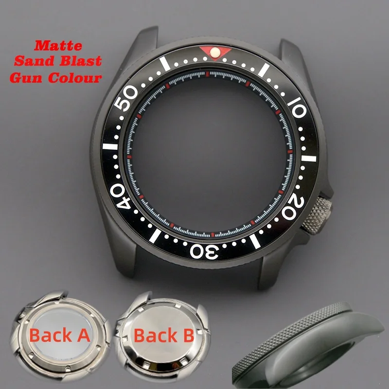 SKX007 Sand Blast Gun Color Watch Case Fit NH34 NH35 NH36 7S26 4R35 6R15 Mechanical Movement Men Dive Watch Replacement Mod Case