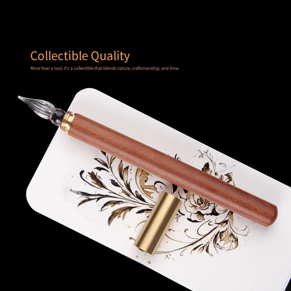 SeamiArt 1pc Wood Handle Glass Dip Pen for Calligraphy Students Writing Stationery Gift Fountain Pen Stationery Supplies view 3