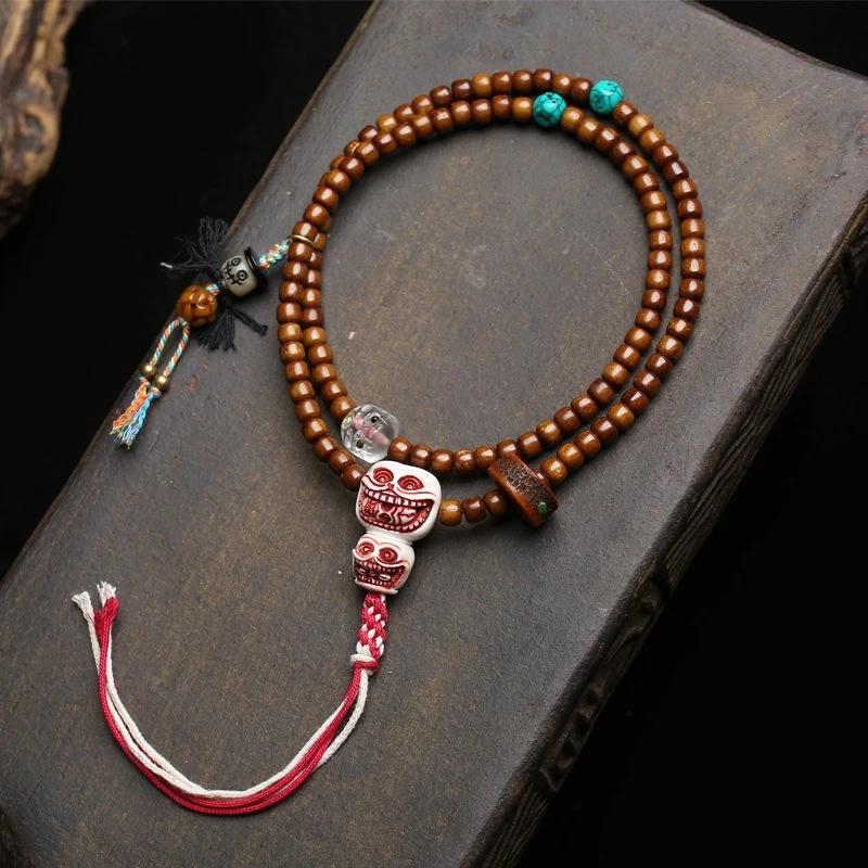 

108 natural coconut stem bucket beads, Buddhist beads, prayer beads, Tibetan style cultural toys, sweaters,chain feeders, agate
