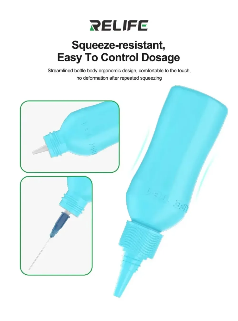 RELIFE TB1 botella de solvente de 50ml, botella de Alcohol vacía de doble tapa, distribuidor de ayuda de soldadura para teléfono móvil, herramienta de olla de limpieza PCB