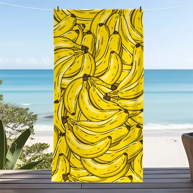 Cartoon Tropical Fruit Print Bath Blanket Quick Dry for Gym Travel Camping Accessories