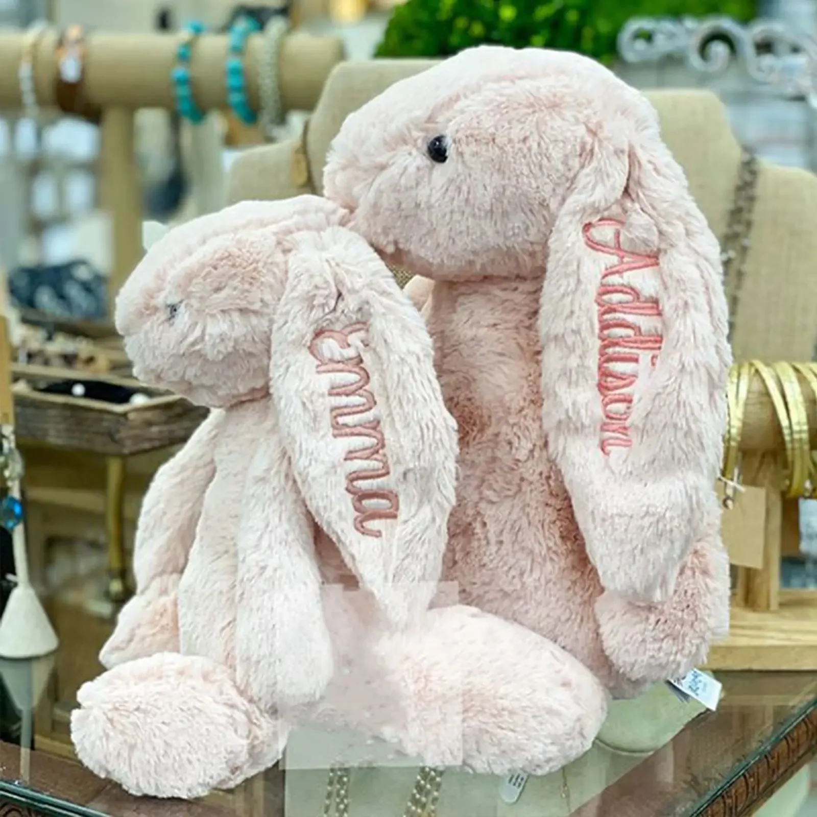 Giocattoli di coniglietto di peluche ricamati Nome personalizzato del bambino Nome personalizzato Peluche Primo bambino Pasqua ragazzi ragazza bambini Regalo di compleanno