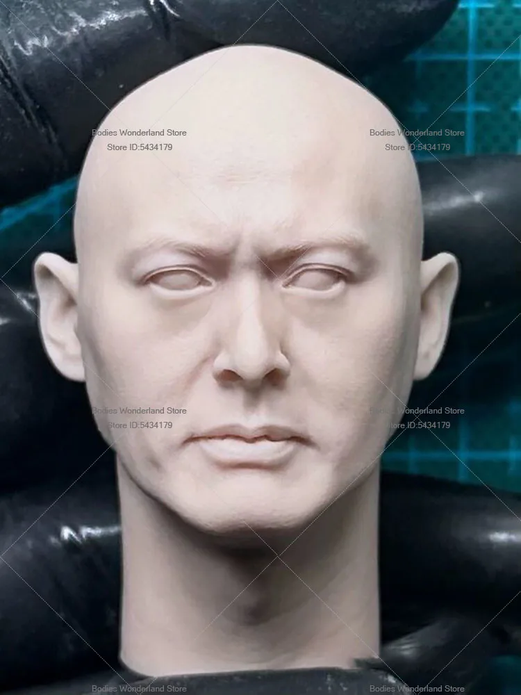 Unpainted DIY 1/6 Scale Male Soldier Chow Yun Fat White Model Head Chinese Hong Kong Actors Head For 12inch Action Figure Doll
