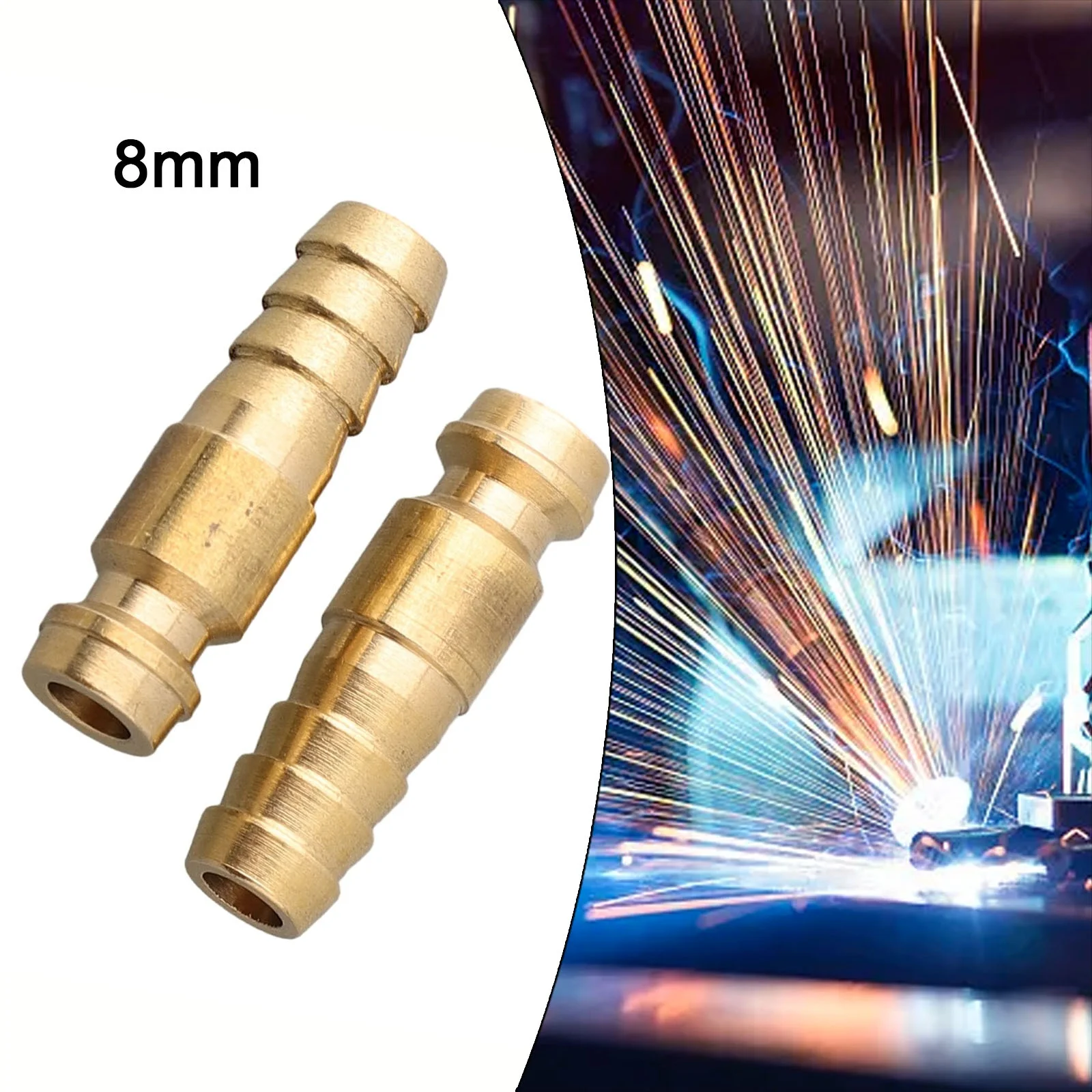 

2pcs 6mm-10mm Gas & Water Male Adapter Quick Connector For TIG Welding Torch Intake Male Adapter Quick Connector Weld Tools