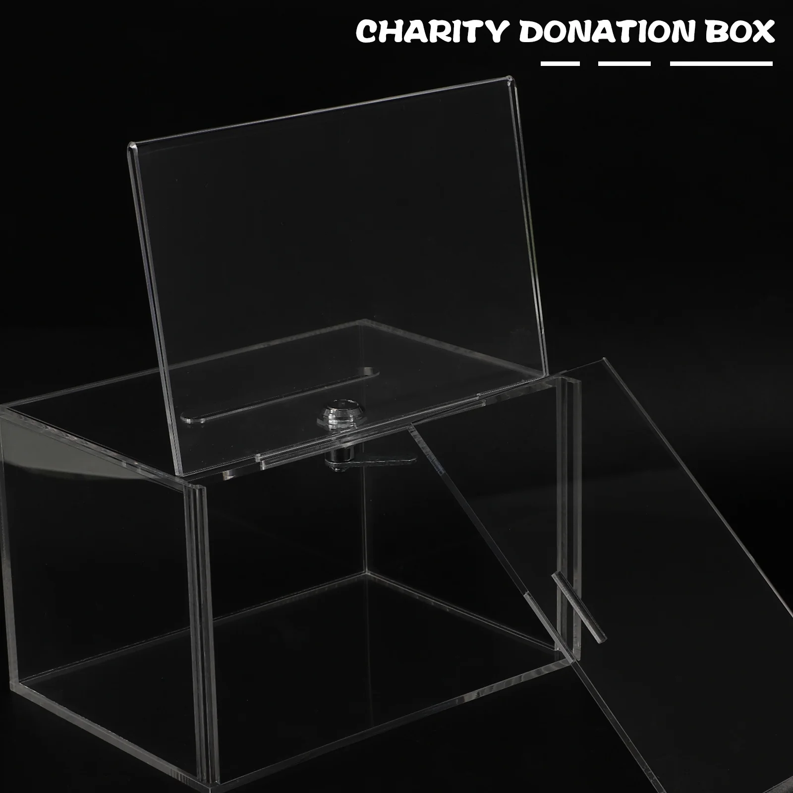 Caixa de doação com bloqueio, caixa de urna transparente para coleta de fundos, sugestão de votação, coleção de cartas, armazenamento seguro