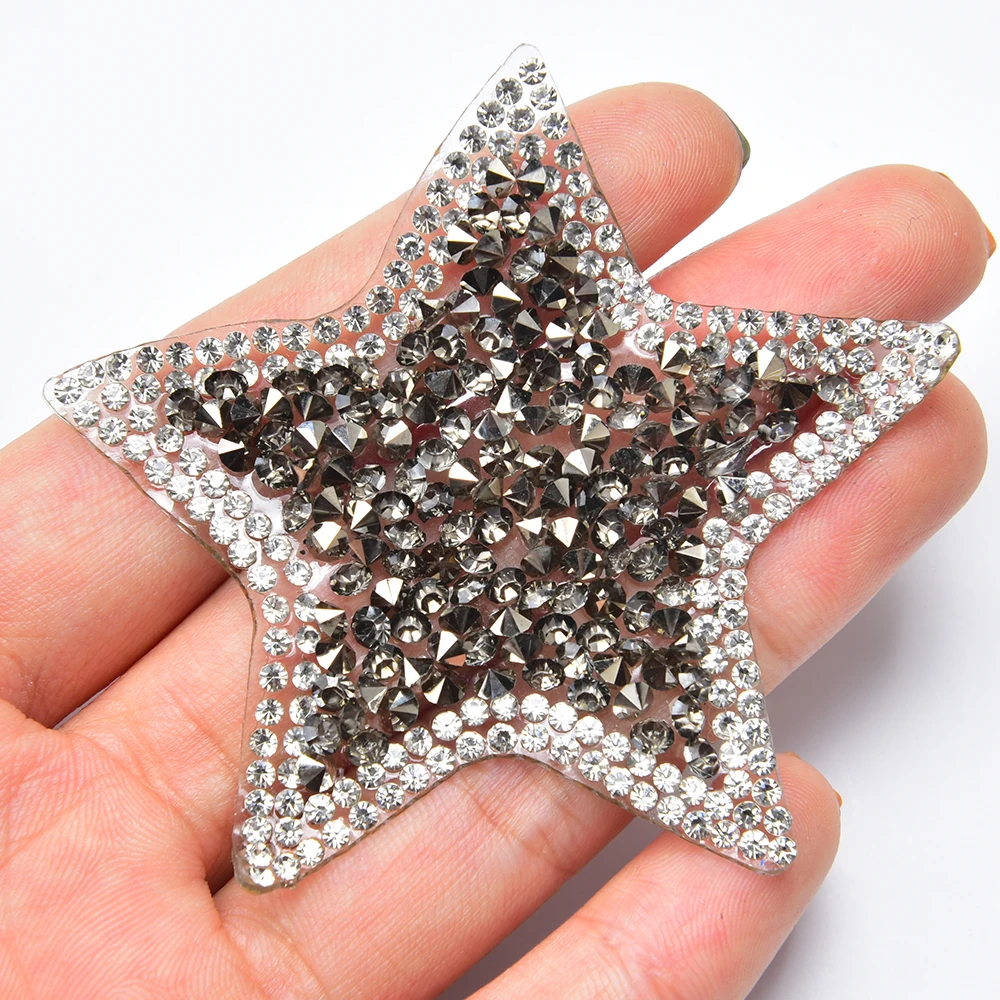 25Pcs Different Pattern Hot Fix Rhinestone Lips Star Heart Motif Iron on Transfer Applique Patches DIY Clothing Trim Decoration image 5