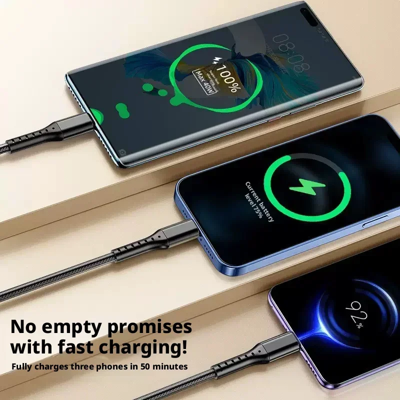 3‑in‑1 USB Fast Charging Cable Lightning Type‑C Micro USB Data Cord For iPhone Samsung Xiaomi Huawei AirPods Smart Phones
