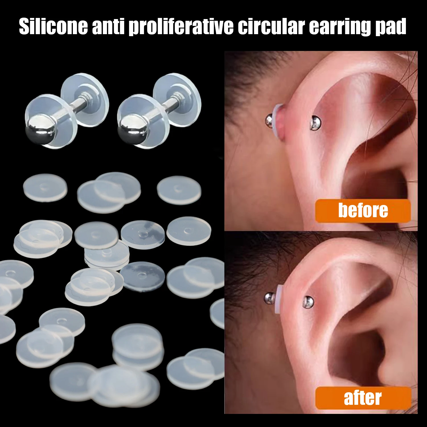 Silicone O-Ring Piercing Healing Discs for Ear Studs