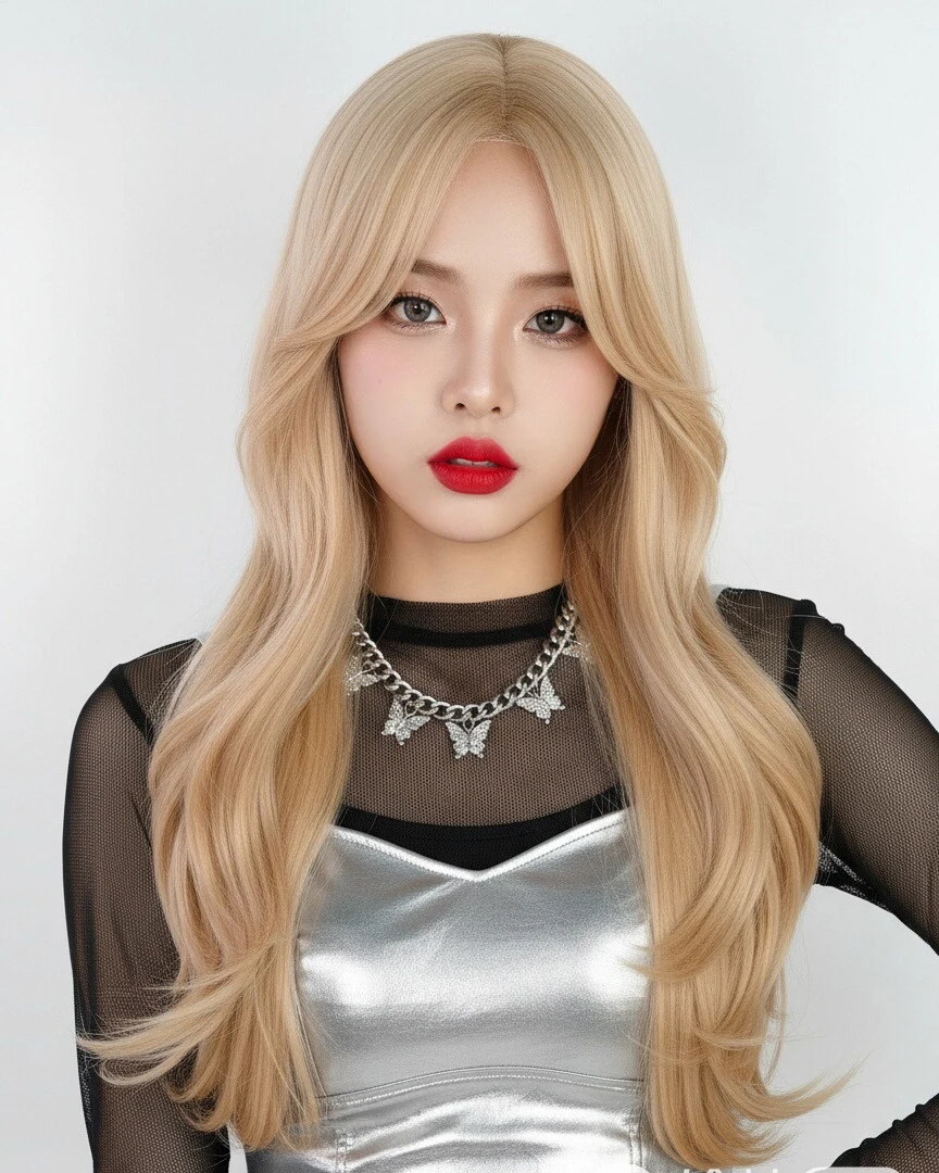 

GAKA оранжевый длинный волнистый женский синтетический парик средняя часть Лолита косплей пушистый термостойкий парик для повседневной вечеринки