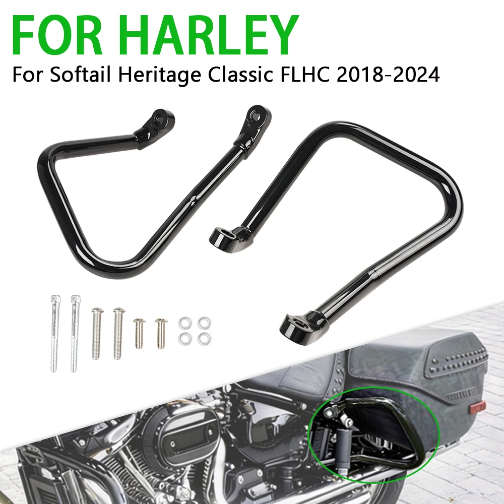 

For Harley Softail Heritage Classic FLHC FLHCS 2018 - 2024 Motorcycle Rear Crash Bar Saddlebag Highway Engine Guard Protector