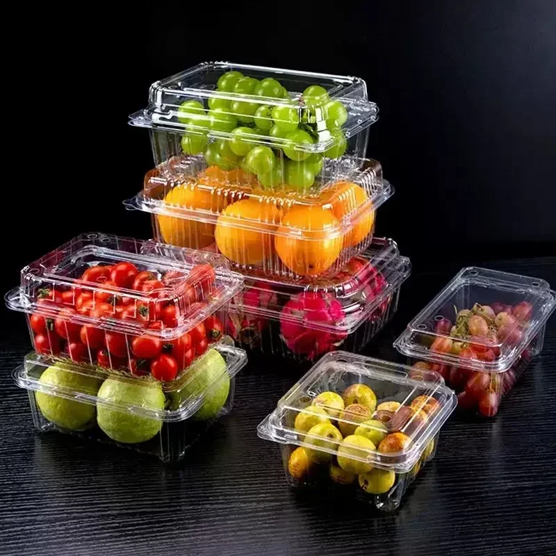 50pcs Thick Disposable Transparent Fruit Box Fruit and Vegetable Preservation Food Boxes Watermelon and Strawberry Packaging Box