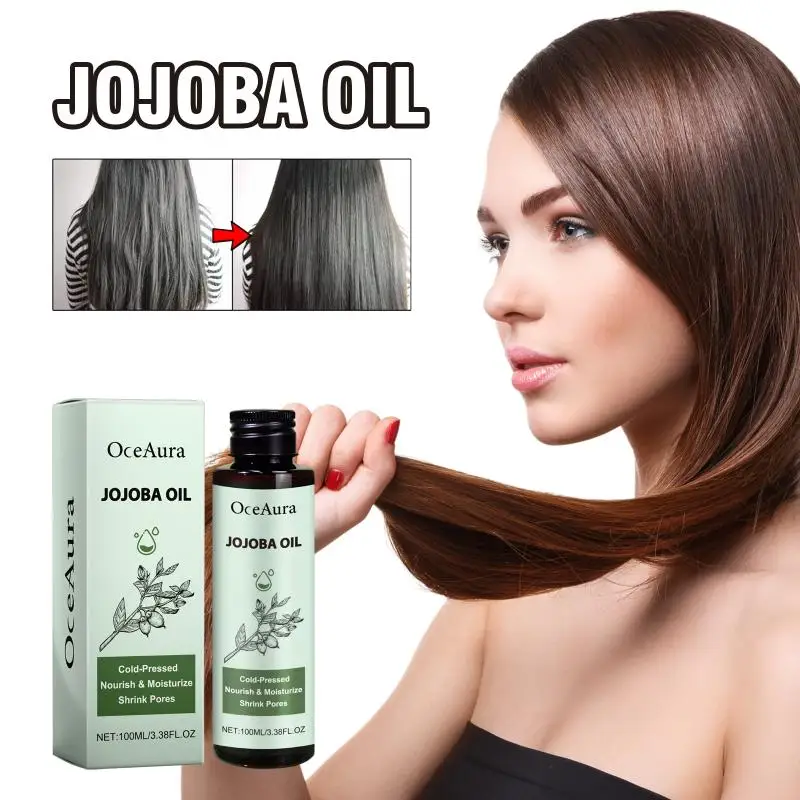 OceAura Jojoba Hair Oil Nourish Scalp Smooth Frizz Enhance Shine Strengthen Soften Hair Care