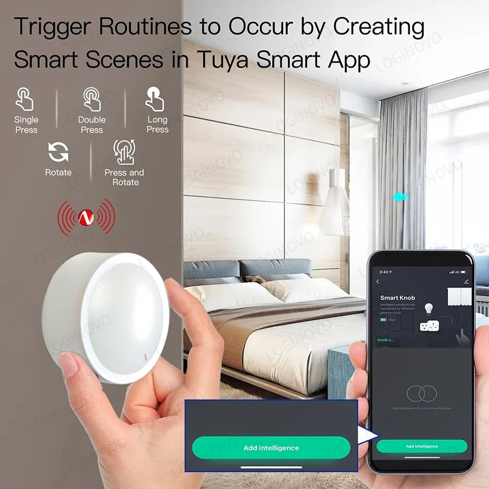 Tuya ZigBee Smart Knob Switch Wireless Scene Switch Button Controller Battery Powered Automation Scenario Smart Life App