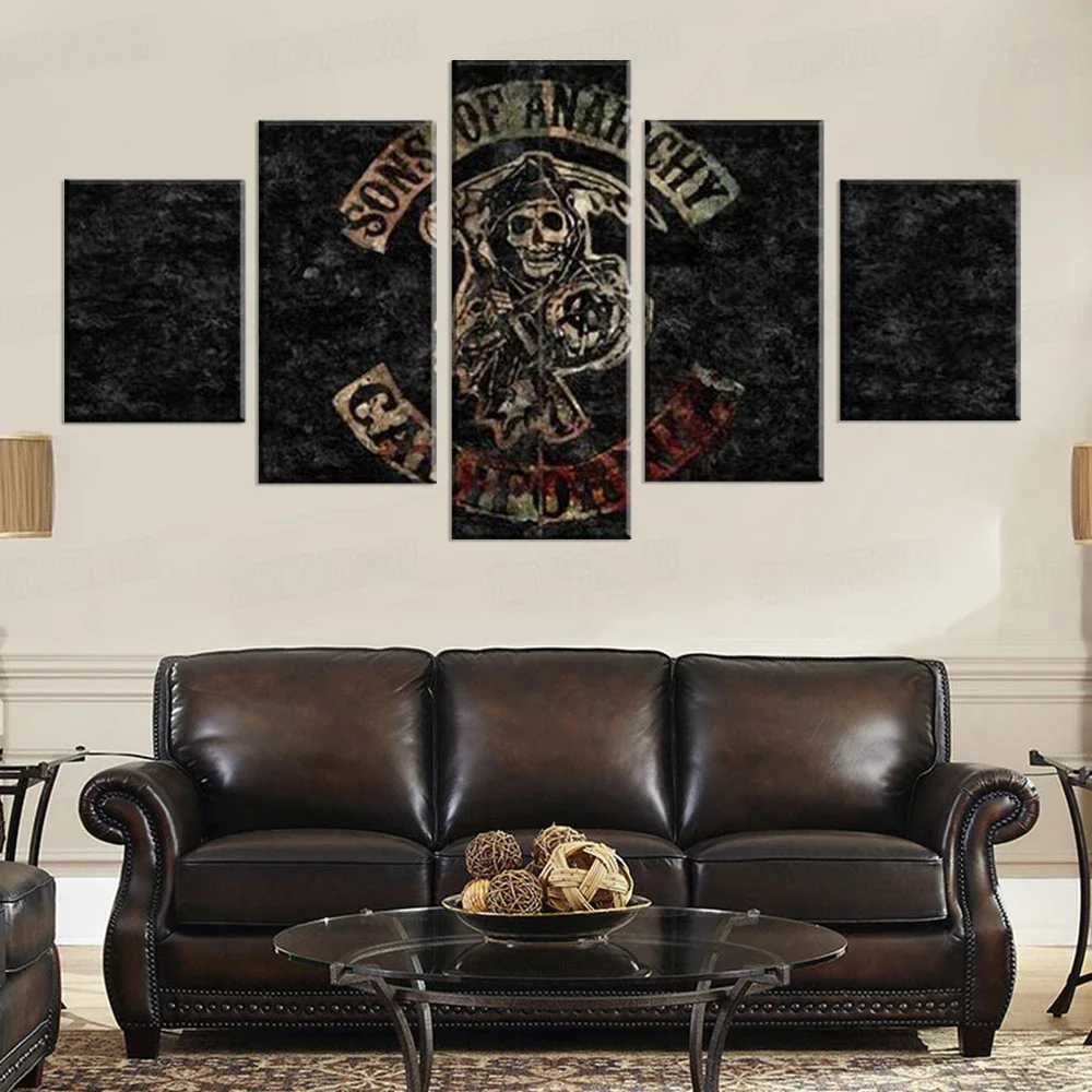 No Framed Sons of Anarchy TV Show 5 piece Wall Art Canvas Print posters Paintings Oil Painting Living Room Home Decor Pictures