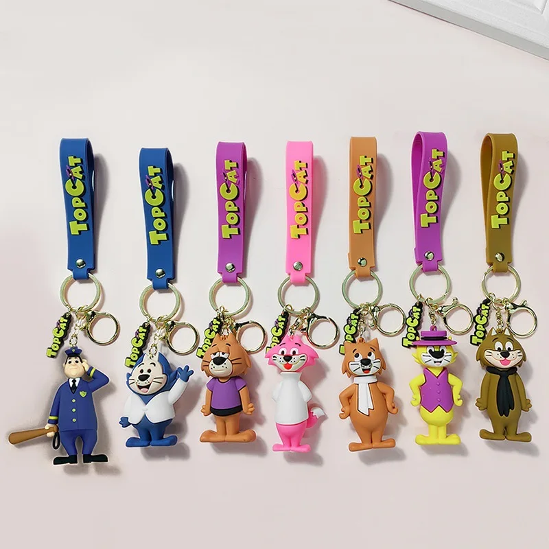 7 Styles Nostalgia American Top Cat The Movie Creative Cartoon Animation Keychain Cute Fashion Keyrings Birthday Gifts