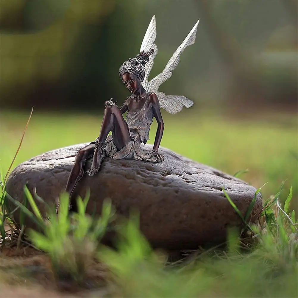 لعب الفلوت الجنية تمثال الملاك حديقة النحت الديكور في الهواء الطلق حديقة الحديقة فناء الراتنج الحرف #4