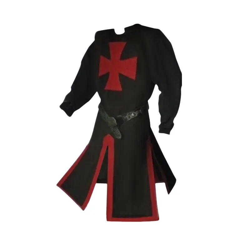 Tunique de chevaliers croisés médiévaux pour hommes, Costumes de Cosplay, surdessus d'halloween de la Renaissance, cape de guerrier, hauts avec ceinture