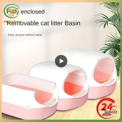 Closed Sandbox Cats Sanitary Tray Splash Proof Clean Basin Anti Flip Over Odor Proof Pet Accessories Pet Litter Box Plastic