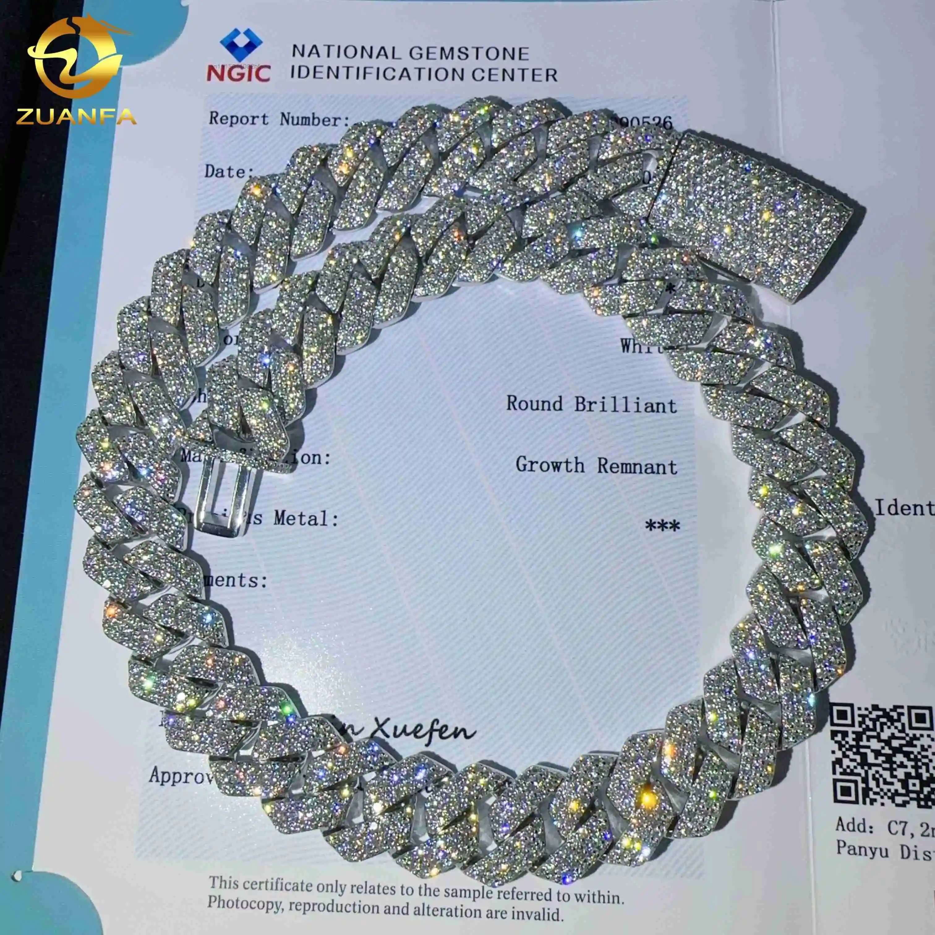 20MM Width Real Lab Diamond HPHT Iced Out Diamond Hip Hop Cuban Link Chain Cuban Chain Men，