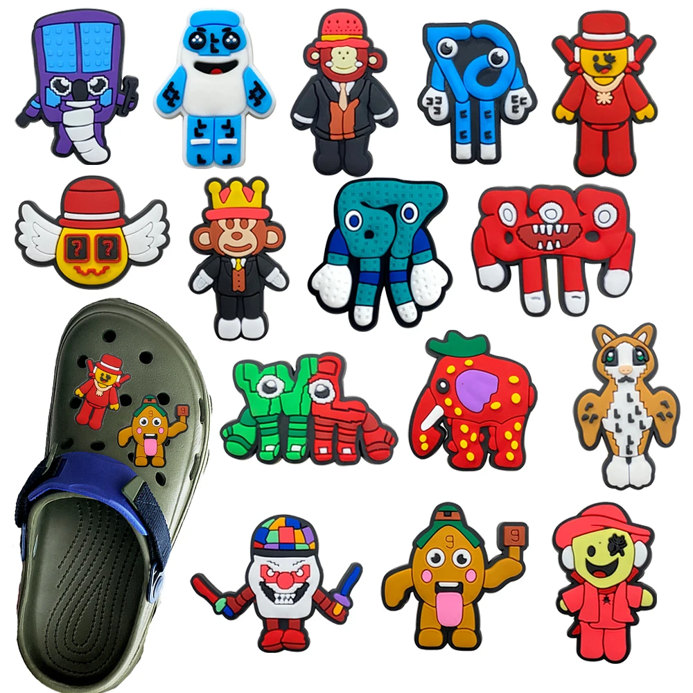 

15pcs New Potdemiel Hot sales Cartoon Game Series PVC Shoes Accessories Fit with Hole wristbands DIY Detachable Waterproof Gifts