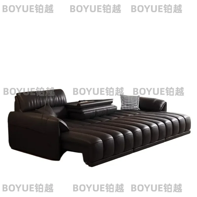 Medieval Style Zero Wall Electric Recliner Sofa Bed Multifunctional Remote Control Retractable Leather Dual Purpose Furniture