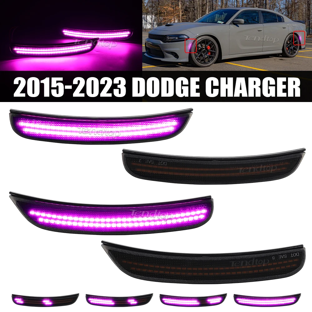 For Dodge Charger 2015 2016 2017 2018 2019 2020 2021 2022 2023 Dynmaic Pink Purple LED Car Front Rear Bumper Side Marker Light