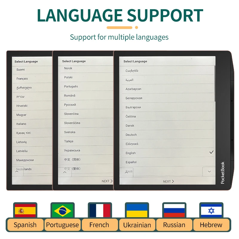 PocketBook Leitor de e-book inkpad 3 pro ipx8 impermeável 7.8 polegadas com capa de manga tela hd smartlight 300 dpi usb e-reader