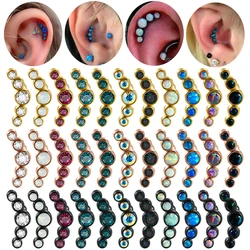 1PC Surgical Steel Opal Ear Studs Curved Crystal Labret Lip Stud Ear Cartilage Tragus Helix Earrings Daith Piercing Jewelry