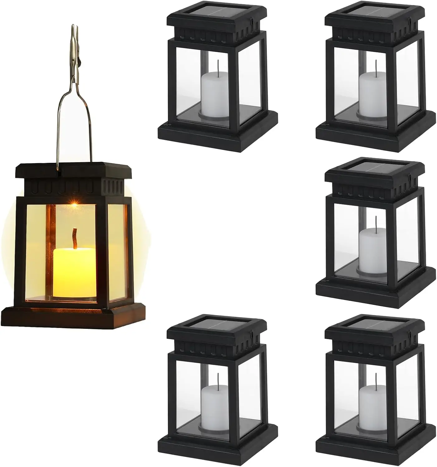 

Solar Lanterns Outdoor Waterproof, Flickering Flameless Candles for Garden, 6P Decorative Lights