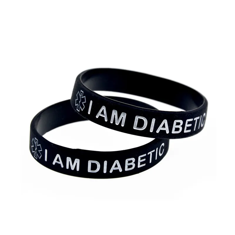 50 Pcs I Am Diabetic Silicone Bracelet Diabetes Awareness Medical Alert Rubber Bangle for Health Safety