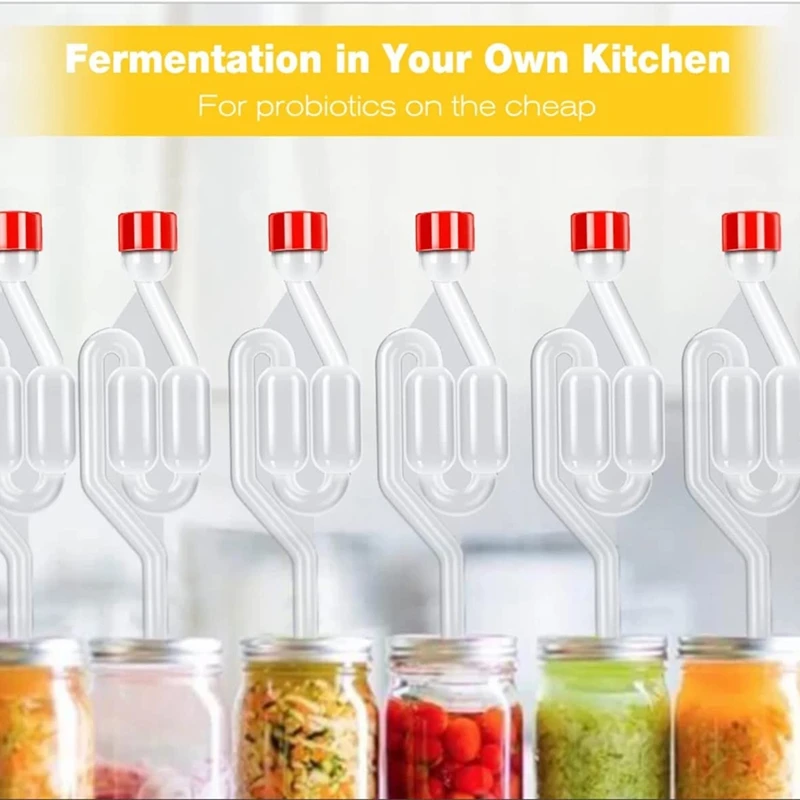 Kit Airlock Brew para Fermentação, Cerveja, Vinho, Chucrute, 6 Airlocks e 12 Anéis de Vedação