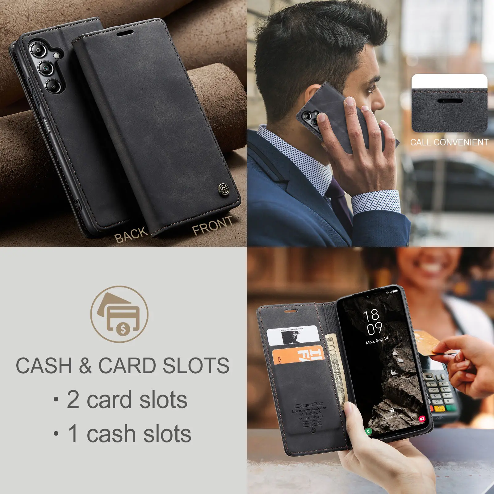 حافظة محفظة قابلة للطي لهاتف سامسونج جالاكسي A55 5G A35 5G A25 5G A05S (2024)، غطاء فوليو مغناطيسي جلدي مع حامل بطاقة