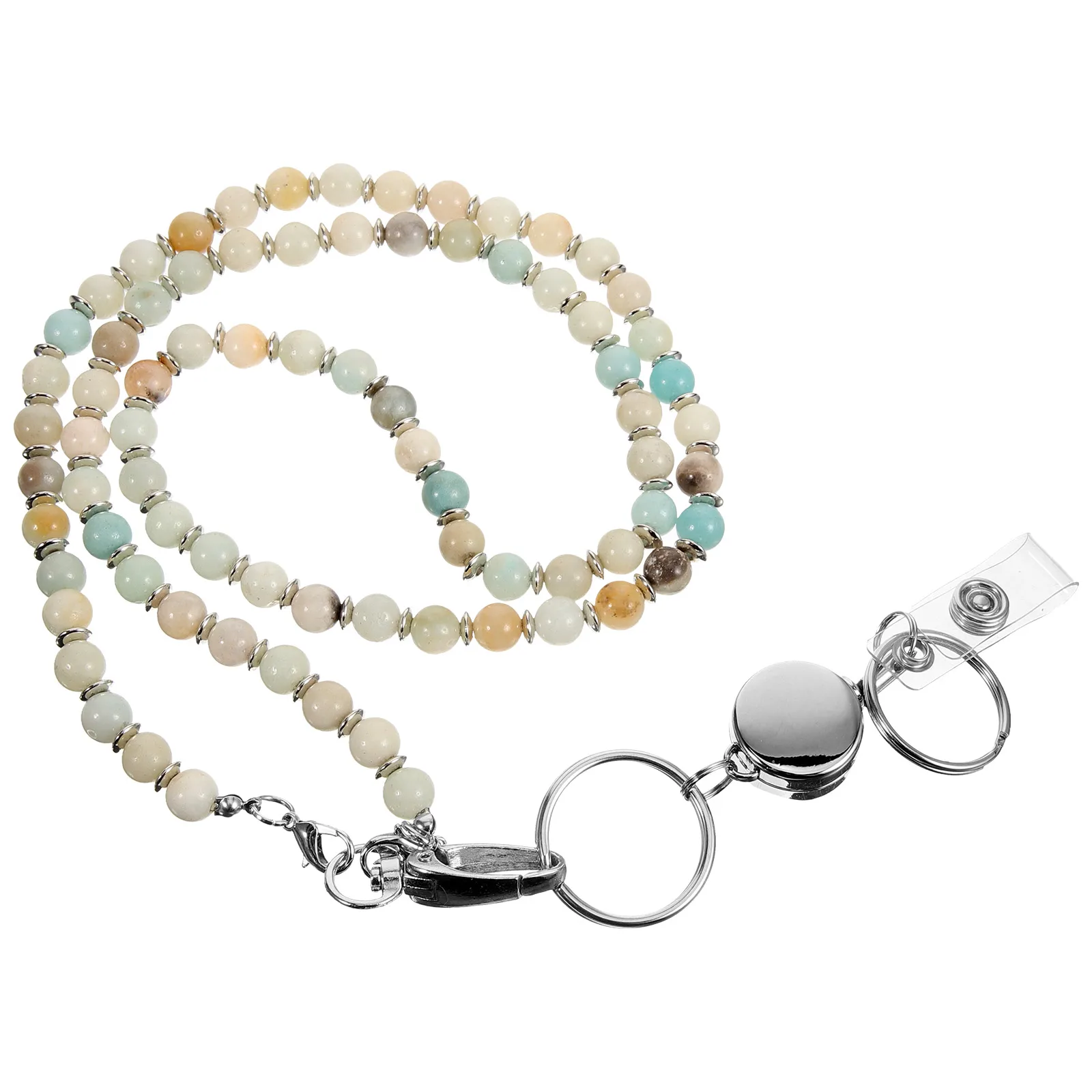 

1 set Stainless Steel Badge Lanyard Necklace Id Card Holder Chain For Women Cruise Access Cash Beads Elegant Chic