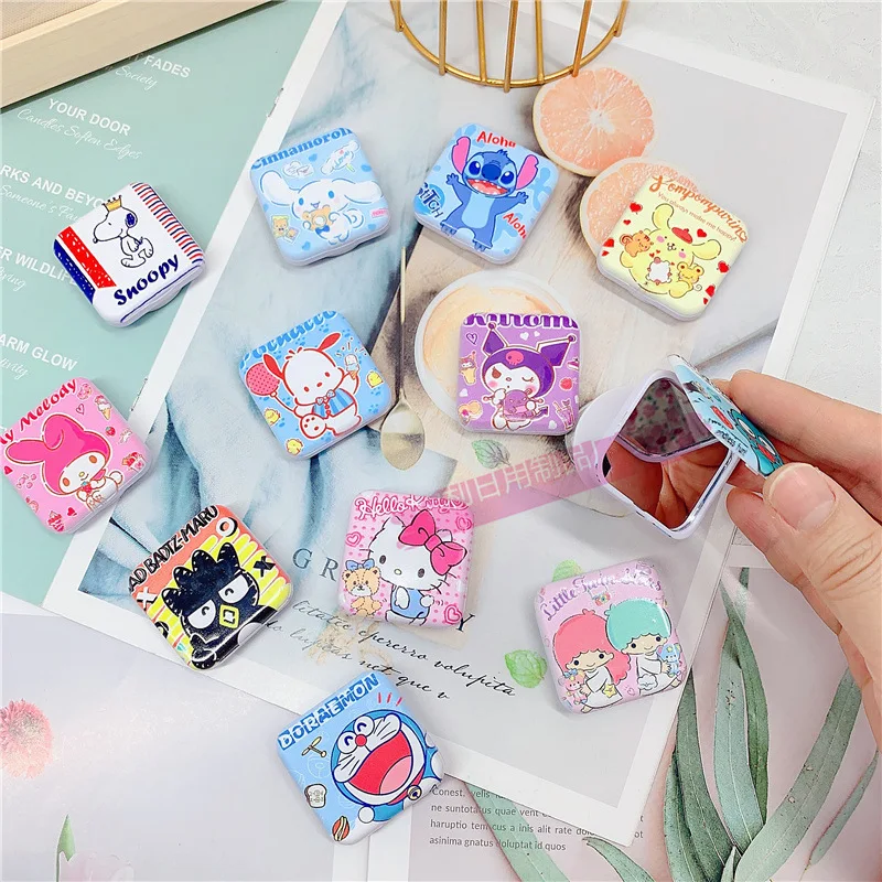 Kawaii Sanrio Phone Airbag Holder Hello Kitty Mymelody Kuromi Cinnamoroll Cute Anime Retractable Holder with Makeup Mirror Gift