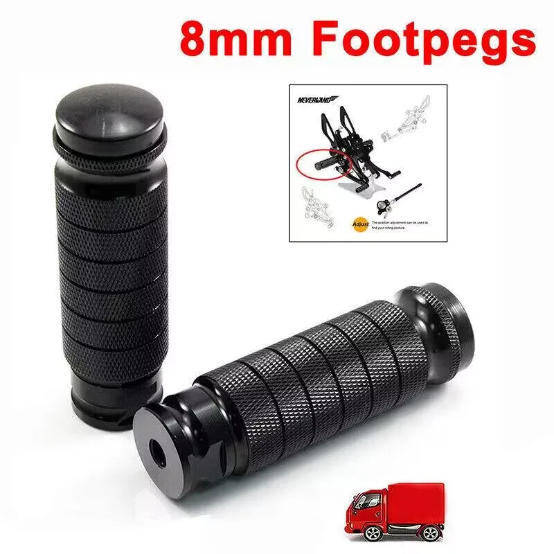2x CNC Universal Racing Motorcycle Footrest Foot Pegs Pedal Foot Rear Set Black